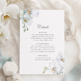 Moderne Elegante Witte Orchideeën Huwelijksdetails Kaart