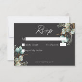 Moderne Elegante Witte Pioenrozen Zwarte Bruiloft RSVP Kaartje (Voorkant)