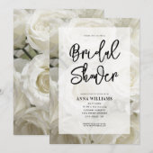 Moderne Elegante Witte Roos Bloemrijke Bruidsfeest Kaart (Voorkant / Achterkant)