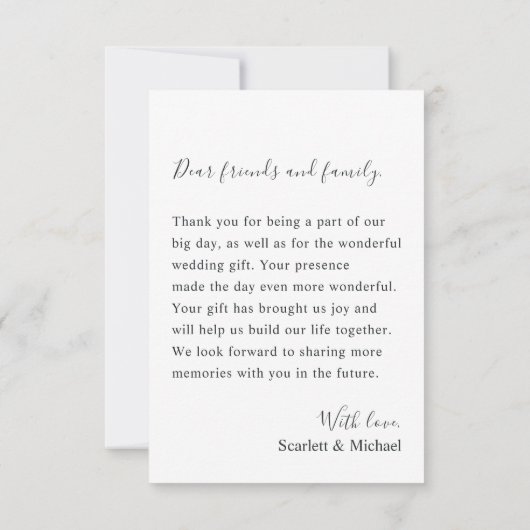 Moderne Elegante Witte Roos & Gouden Boog Bruiloft Bedankkaart (Achterkant)