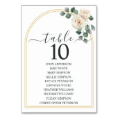 Moderne Elegante Witte Roos & Gouden Boog Bruiloft Kaart (Achterkant)