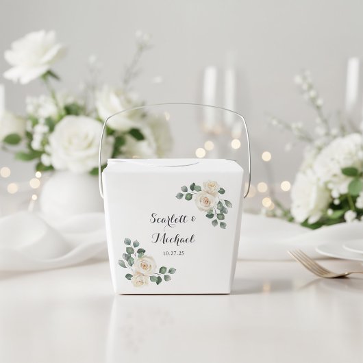 Moderne Elegante Witte Roos Trouwdag Bedankdoosjes