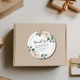 Moderne Elegante Witte Rose Bruiloft Bedankjes Labels