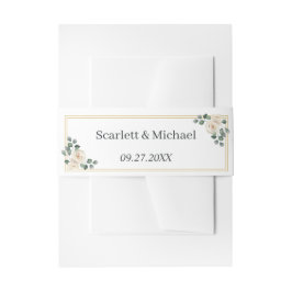 Moderne Elegante Witte Rose Bruiloft Uitnodigingen Wikkel