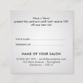 Moderne elegante witte schoonheidssalon aanbevelingskaartje (Achterkant)