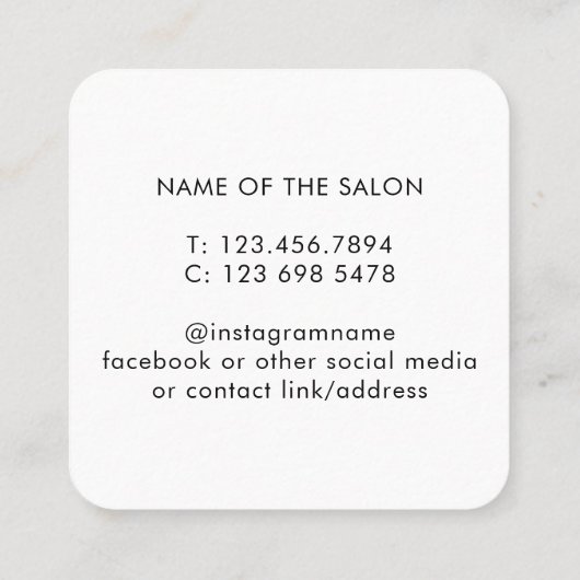 Moderne elegante witte schoonheidssalon afsprakenkaartje (Achterkant)