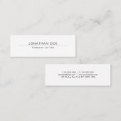 Moderne elegante, witte, stijlvolle vormgeving mini visitekaartje (Voorkant / Achterkant)
