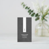 Moderne Elegante Witte Streep Monogram Consultant Visitekaartje (Staand voorkant)