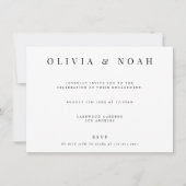 Moderne & Elegante Witte Uitnodiging voor Verlovin (Voorkant)