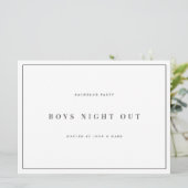 Moderne & Elegante witte vrijgezellenfeest kaarten (Staand voorkant)