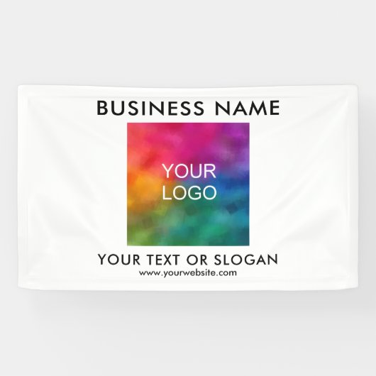 Moderne Elegante Witte Zakelijke Logo Aangepaste S Spandoek (Horizontaal)