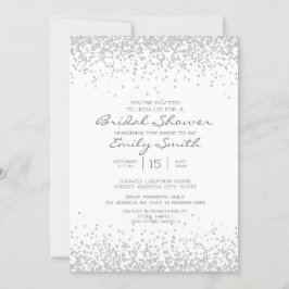 Moderne Elegante Witte Zilveren Glitter Bruiloft B Kaart