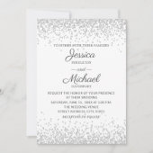 Moderne Elegante Witte Zilveren Glitter Bruiloft Kaart (Voorkant)
