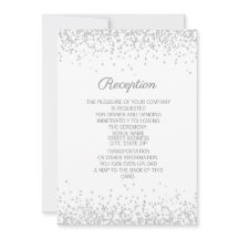 Moderne Elegante Witte Zilveren Glitter Ontvangst