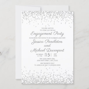 Moderne Elegante Witte Zilveren Glitter Verlovings Kaart