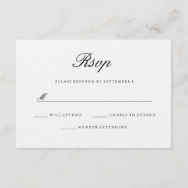 Moderne Elegante Witte Zwarte Trouw RSVP Kaartje