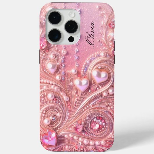 Moderne elegante zachte roze parels Valentijnsdag Case-Mate iPhone Case (Achterkant)