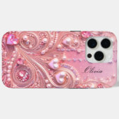 Moderne elegante zachte roze parels Valentijnsdag Case-Mate iPhone Case (Achterkant (horizontaal))
