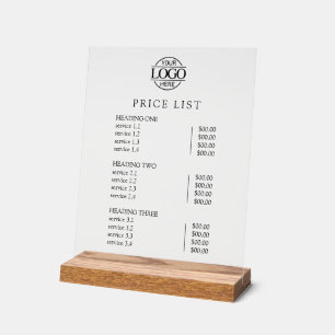 Moderne Elegante Zakelijke Logo Service Prijslijst Acryl Bord