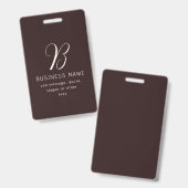 Moderne Elegante Zakelijke Naam Monogram | Donkerb Badge (Voor- en achterkant)