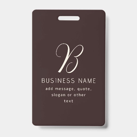 Moderne Elegante Zakelijke Naam Monogram | Donkerb Badge (Voorzijde)