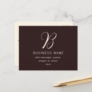 Moderne Elegante Zakelijke Naam Monogram Donkerb Briefkaart