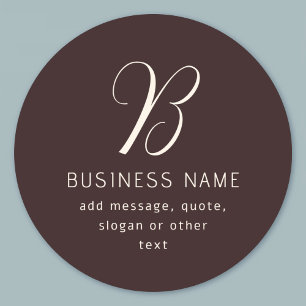 Moderne Elegante Zakelijke Naam Monogram Donkerb Ronde Sticker