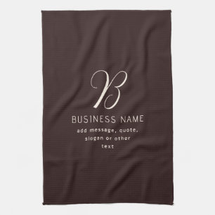 Moderne Elegante Zakelijke Naam Monogram Donkerb Theedoek