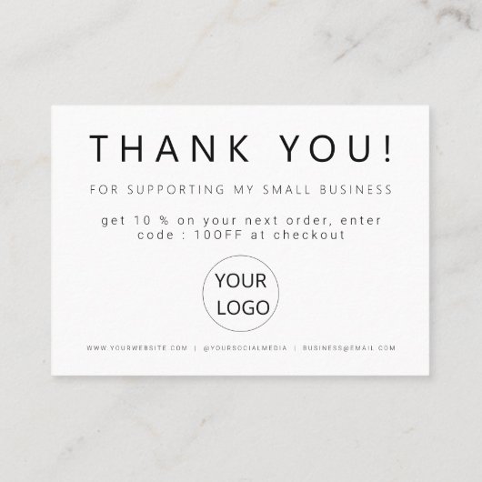 Moderne elegante zakelijke support bedankkaart visitekaartje (Achterkant)