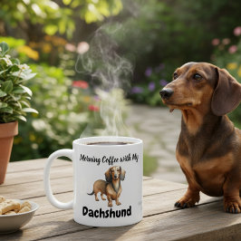 Moderne Elegante Zandbruine DACHSHOND Koffie Porselein Kop