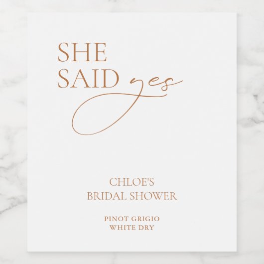 Moderne Elegante "Ze Heeft Ja Gezegd" Bruidsborrel Wijn Etiket (Enkel label)