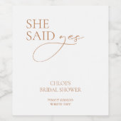 Moderne Elegante "Ze Heeft Ja Gezegd" Bruidsfeest Wijn Etiket (Enkel label)