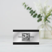 Moderne Elegante Zilveren en Zwarte Lijnen Zakelij Visitekaartje (Staand voorkant)