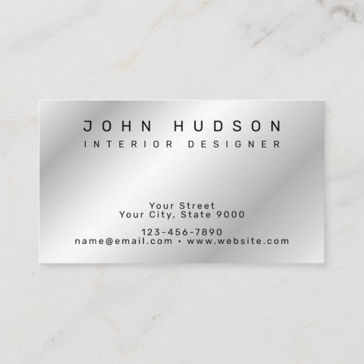 Moderne Elegante Zilveren en Zwarte Lijnen Zakelij Visitekaartje (Achterkant)