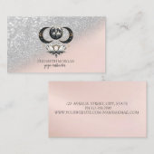 Moderne Elegante Zilveren Glitter Bokeh Lotus Moon Visitekaartje (Voorkant / Achterkant)