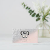 Moderne Elegante Zilveren Glitter Bokeh Lotus Moon Visitekaartje (Staand voorkant)
