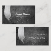 Moderne, elegante zilveren penseelmake-up & haar visitekaartje (Voorkant / Achterkant)