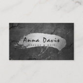 Moderne, elegante zilveren penseelmake-up & haar visitekaartje (Voorkant)