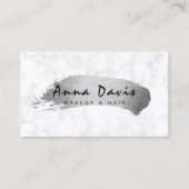 Moderne, elegante zilveren penseelmake-up & haar visitekaartje (Voorkant)