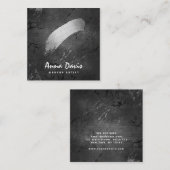 Moderne, elegante, zilveren penseelvormer vierkante visitekaartje (Voorkant / Achterkant)