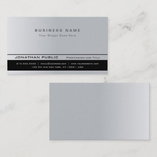 Moderne Elegante Zilveren Signature UV Matte Luxe Visitekaartje (Voorkant / Achterkant)