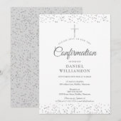 Moderne Elegante Zilveren Sterrenstof Bevestiging Kaart (Voorkant / Achterkant)