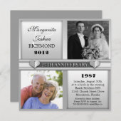 moderne elegante zilveren uitnodigingen voor 25-ja (Voorkant / Achterkant)