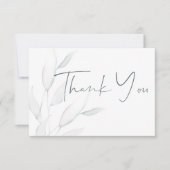 Moderne elegante zilveren winterbladeren Waterverf Bedankkaart (Voorkant)