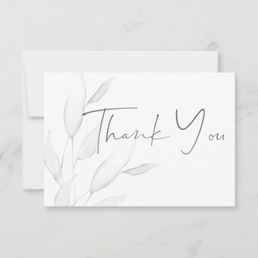 Moderne elegante zilveren winterbladeren Waterverf Bedankkaart (Voorkant)