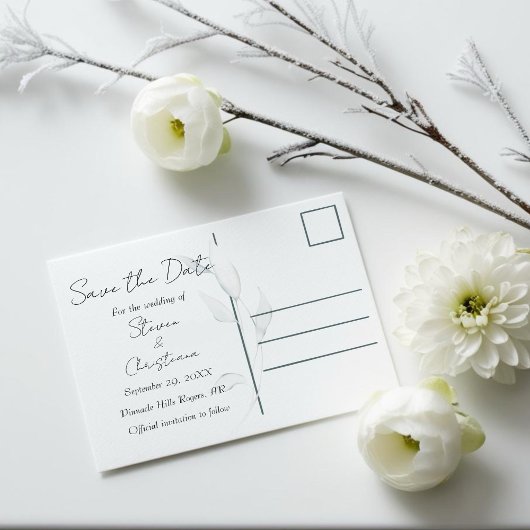 Moderne elegante zilveren winterbladeren Waterverf Briefkaart