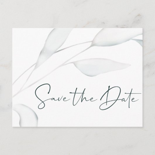 Moderne elegante zilveren winterbladeren Waterverf Briefkaart (Voorkant)