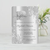 Moderne elegante zilverglitterdrift 18e verjaardag kaart (Staand voorkant)