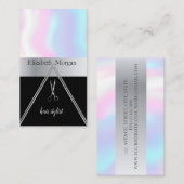 Moderne elegante zilverschaar, holografisch visitekaartje (Voorkant / Achterkant)