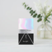 Moderne elegante zilverschaar, holografisch visitekaartje (Staand voorkant)